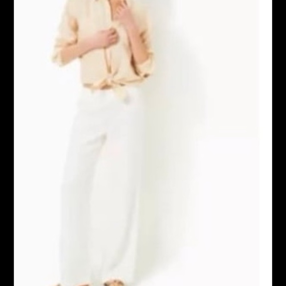 Lilly Pulitzer Deri Linen Palazzo Pants 31”